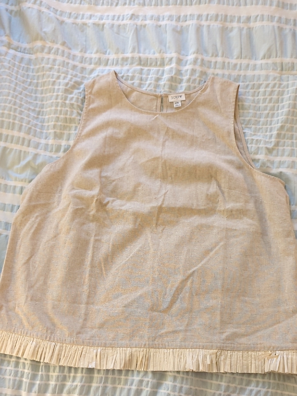 J. Crew Beige Sleeveless Top with Fringe Hem (NWOT)